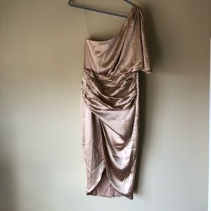 One shoulder drape dress, size L, NWT.